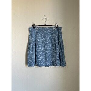 Madewell Shirred Wrap Mini Skirt in Indigo Ditsy Daisy Size US 10